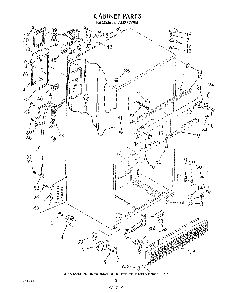 CABINET Diagram and Parts List for ET20DKXVW00  Whirlpool Refrigerator