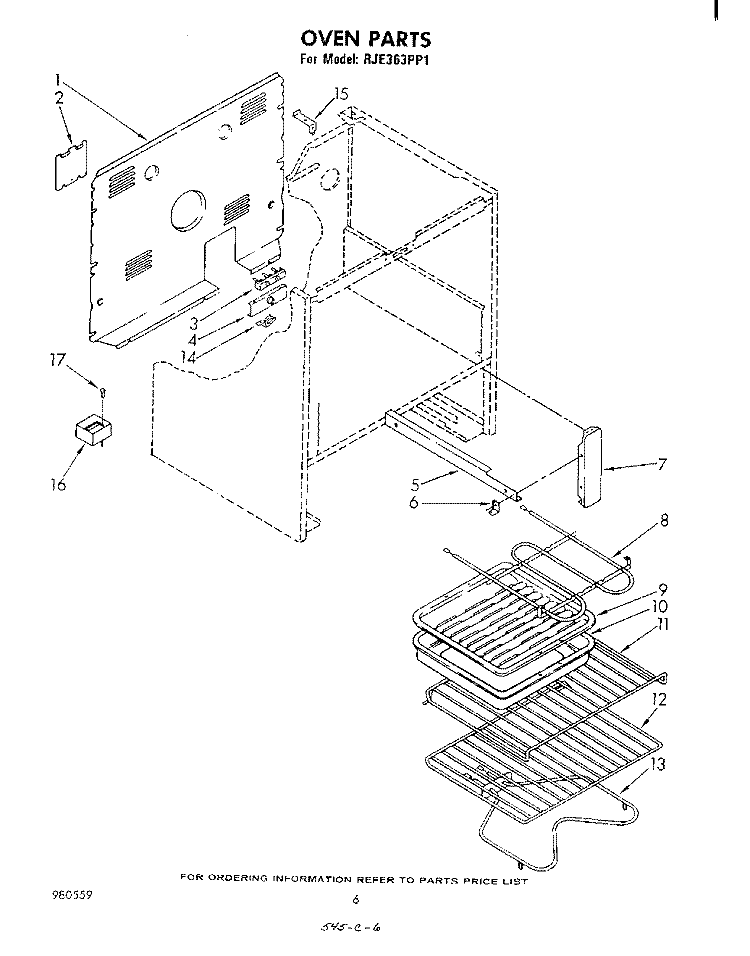 OVEN (CONTINUED) , LITERATURE AND OPTIONAL Diagram and Parts List for RJE363PP1  Whirlpool Range