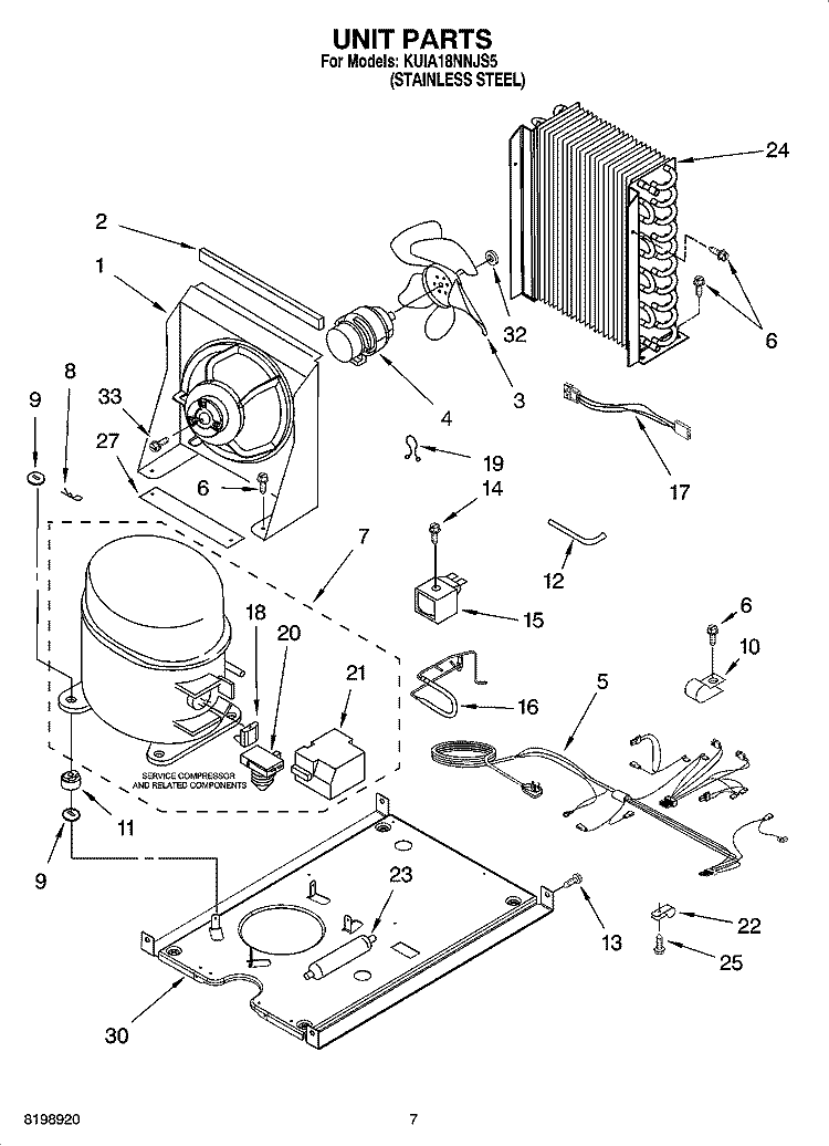 UNIT PARTS Diagram and Parts List for KUIA18NNJS5  KitchenAid Ice Maker