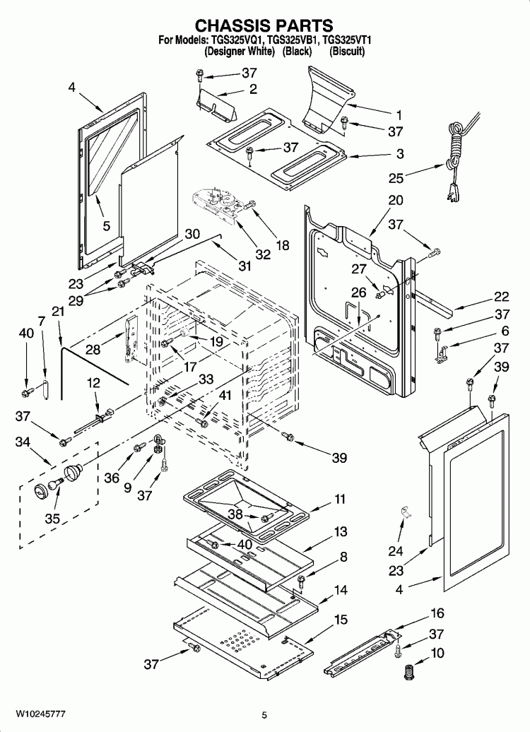 CHASSIS PARTS Diagram and Parts List for TGS325VT1  Estate Range