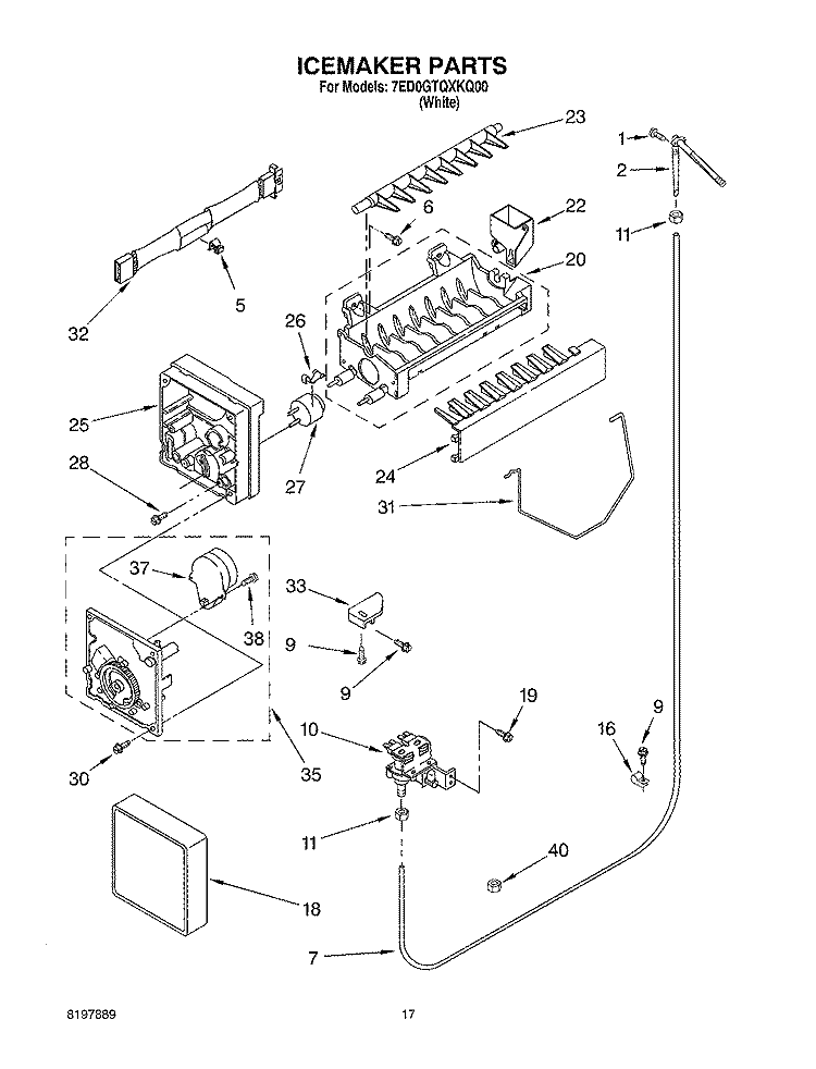 ICE MAKER Diagram and Parts List for 7ED0GTQXKQ00  Whirlpool Refrigerator