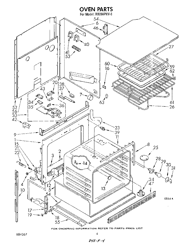 OVEN Diagram and Parts List for RB266PXV0  Whirlpool Wall Oven