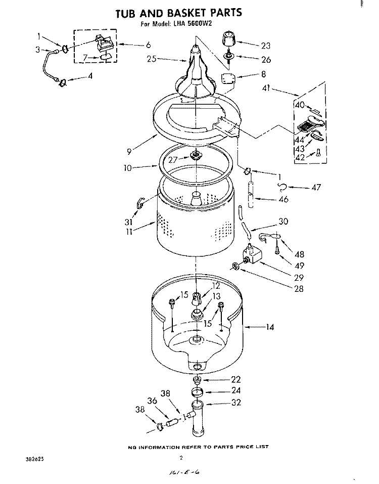 TUB AND BASKET Diagram and Parts List for LHA5600W2  Whirlpool Washer
