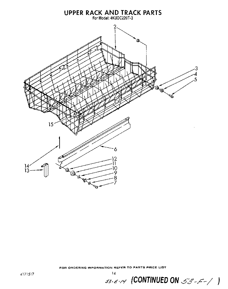 UPPER RACK AND TRACK Diagram and Parts List for 4KUDC220T3  KitchenAid Dishwasher