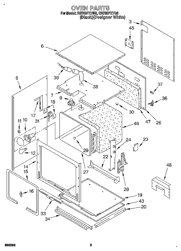OVEN Diagram and Parts List for RB760PXYB6  Whirlpool Wall Oven