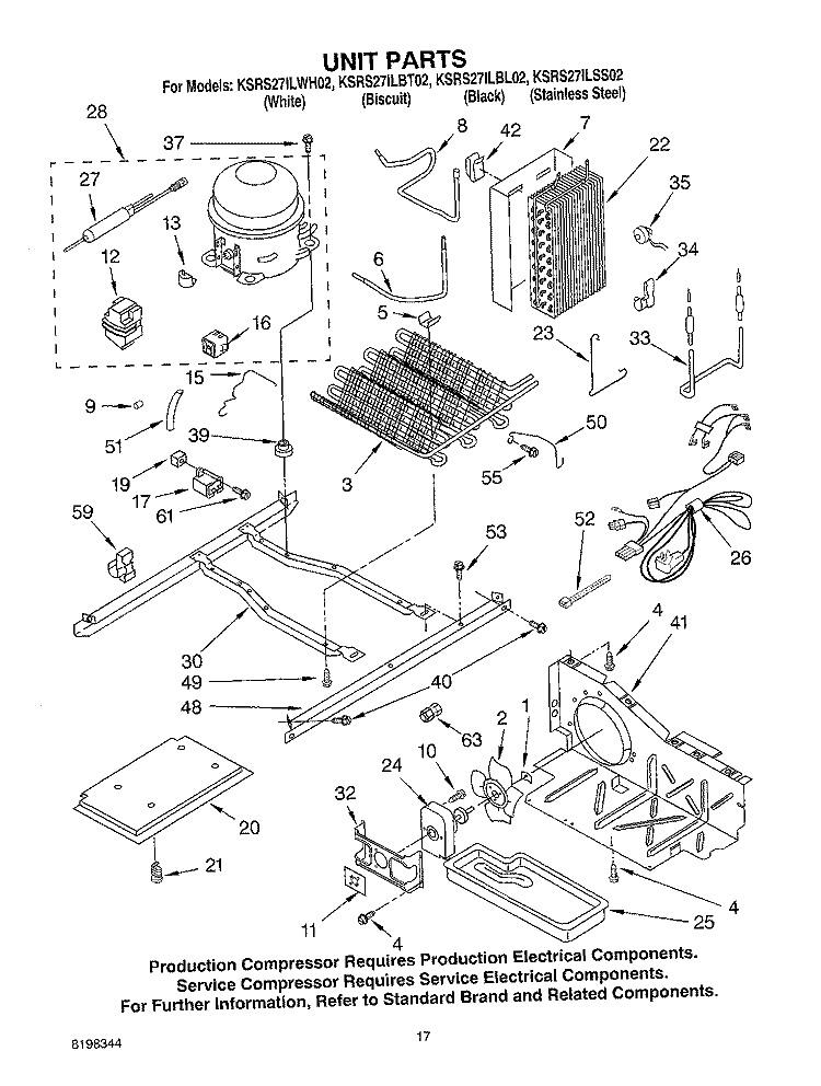 UNIT PARTS Diagram and Parts List for KSRS27ILBL02  KitchenAid Refrigerator