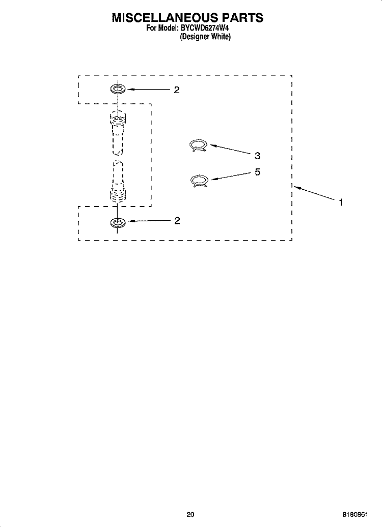 MISCELLANEOUS  PARTS, OPTIONAL PARTS (NOT INCLUDED) Diagram and Parts List for BYCWD6274W4  Crosley Washer Dryer Combo