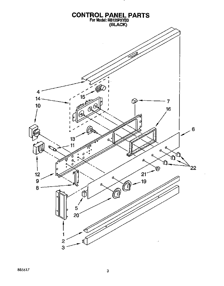 CONTROL PANEL, LIT/OPTIONAL Diagram and Parts List for RB120PXYB3  Whirlpool Wall Oven