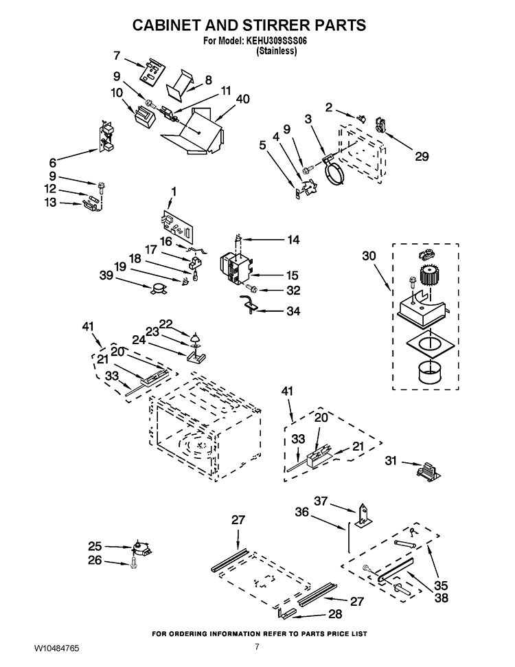 CABINET AND STIRRER PARTS Diagram and Parts List for KEHU309SSS06  KitchenAid Microwave Oven Combo