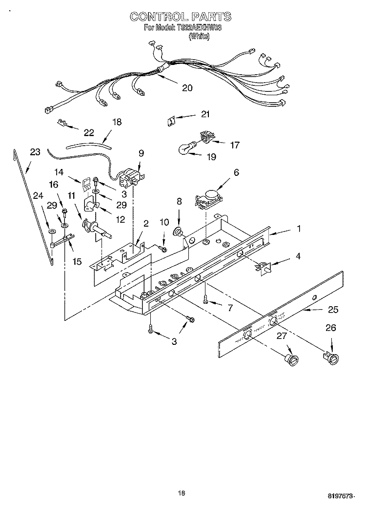 CONTROL Diagram and Parts List for TS22AEXHW03  Whirlpool Refrigerator