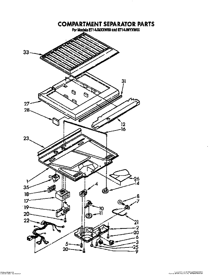 COMPARTMENT SEPARATOR Diagram and Parts List for ET14JMXXW00  Whirlpool Refrigerator