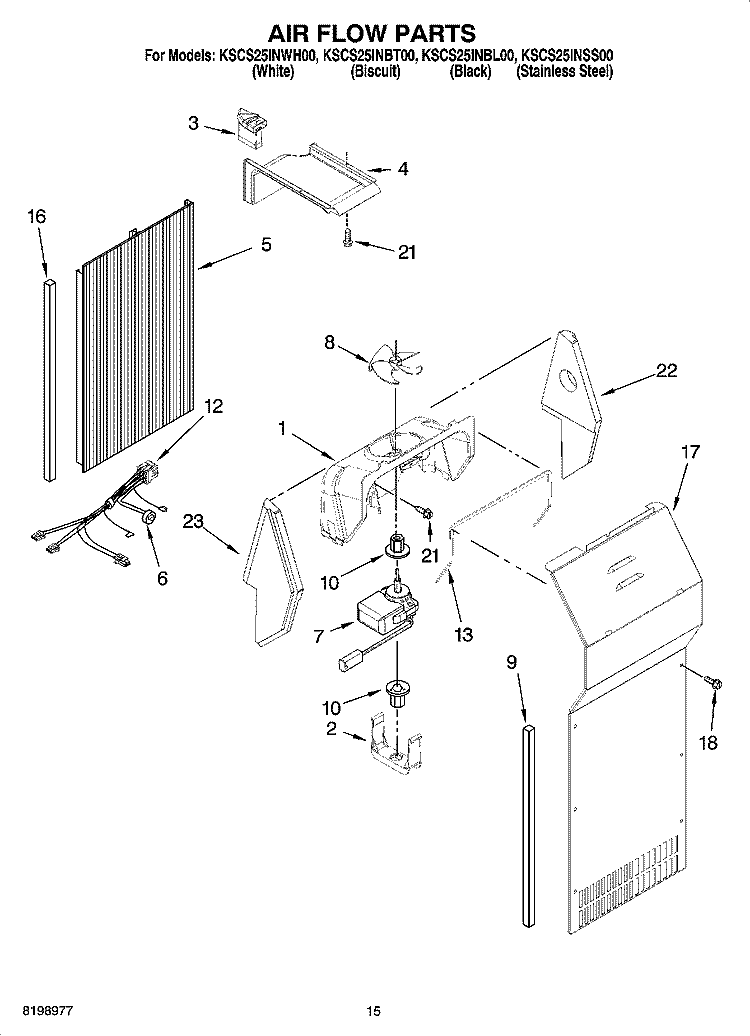 AIR FLOW PARTS Diagram and Parts List for KSCS25INSS00  KitchenAid Refrigerator