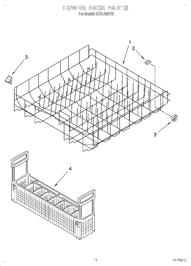 LOWER RACK Diagram and Parts List for KUDJ230Y2  KitchenAid Dishwasher