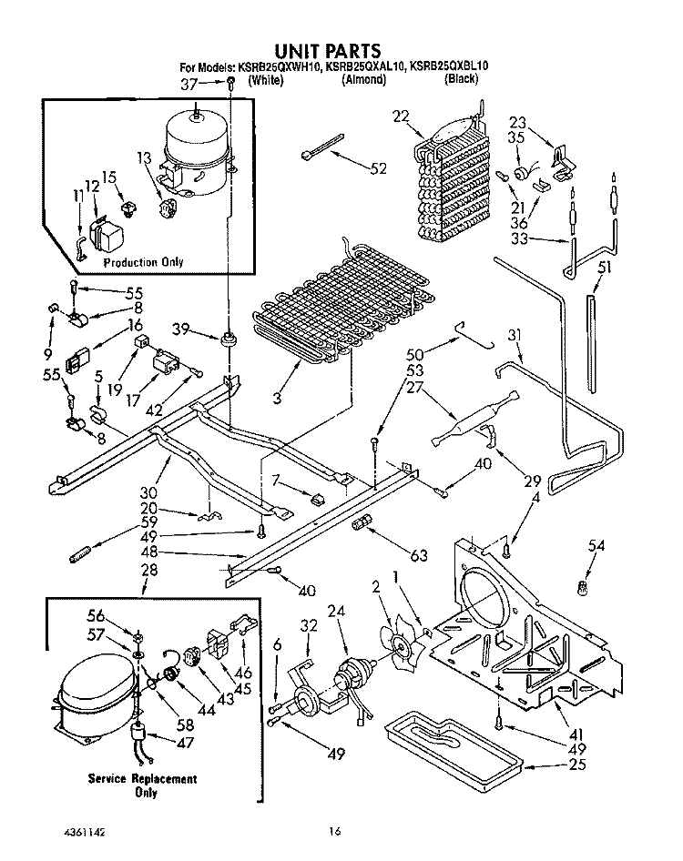 UNIT Diagram and Parts List for KSRB25QXAL10  KitchenAid Refrigerator