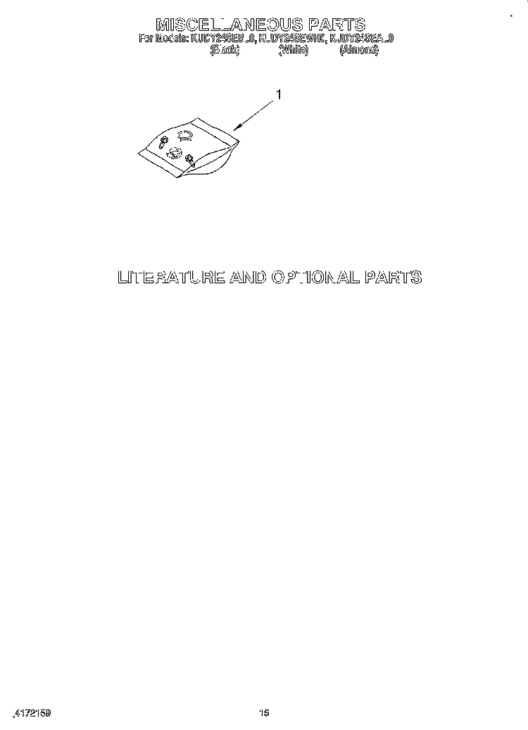 MISCELLANEOUS, LIT/OPTIONAL Diagram and Parts List for KUDY24SEWH0  KitchenAid Dishwasher