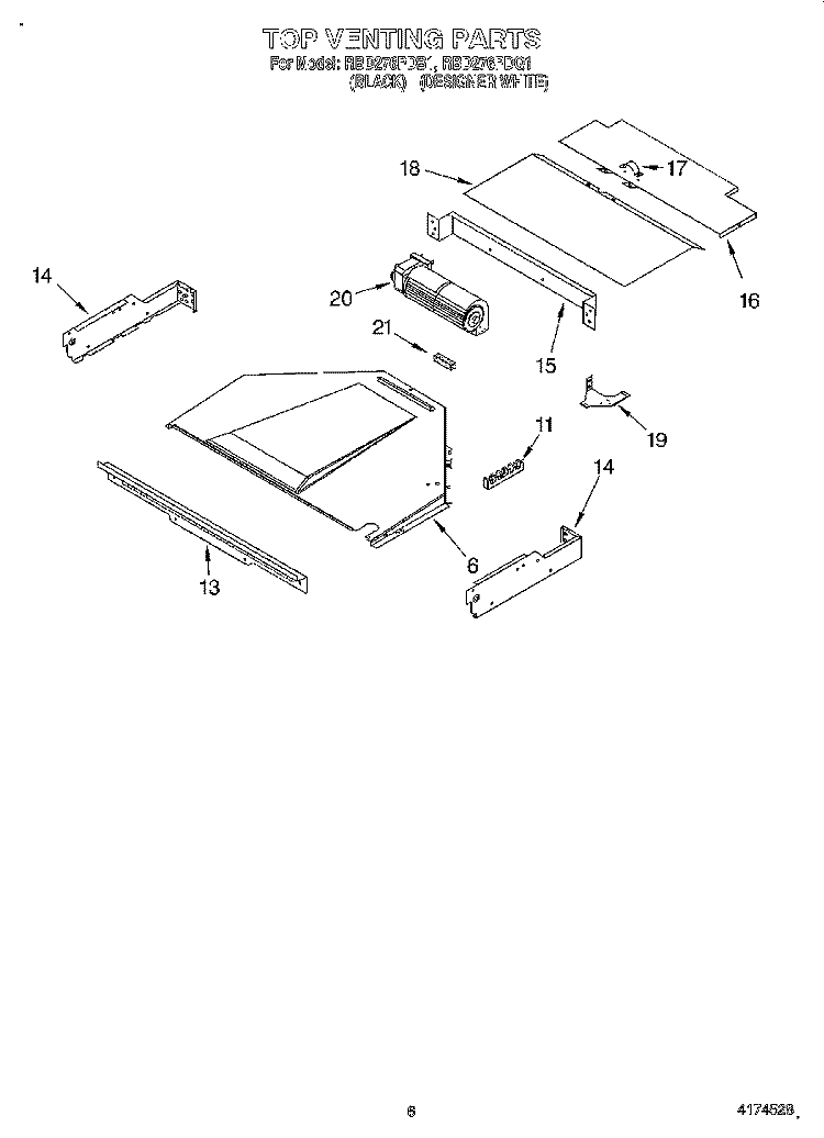 TOP VENTING, OPTIONAL Diagram and Parts List for RBD276PDQ1  Whirlpool Wall Oven