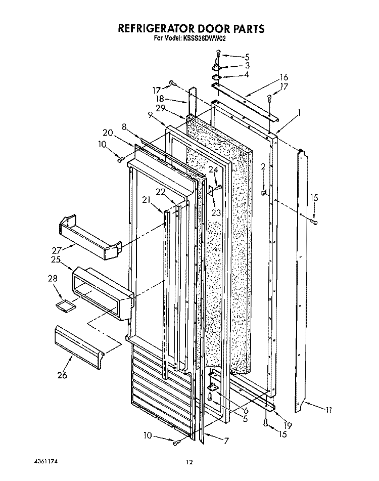 REFRIGERATOR DOOR Diagram and Parts List for KSSS36DWW02  KitchenAid Refrigerator