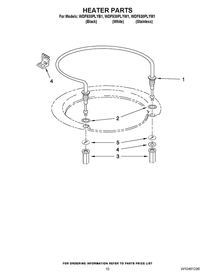 HEATER PARTS Diagram and Parts List for WDF530PLYB1  Whirlpool Dishwasher