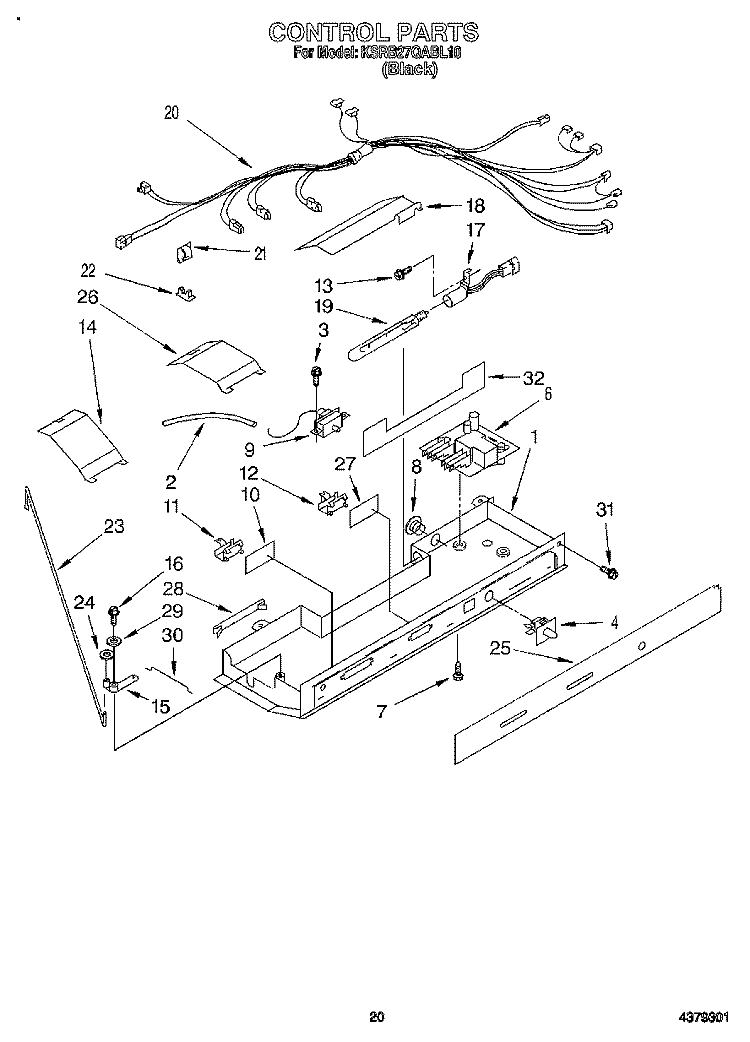CONTROL, LIT/OPTIONAL Diagram and Parts List for KSRB27QABL10  KitchenAid Refrigerator
