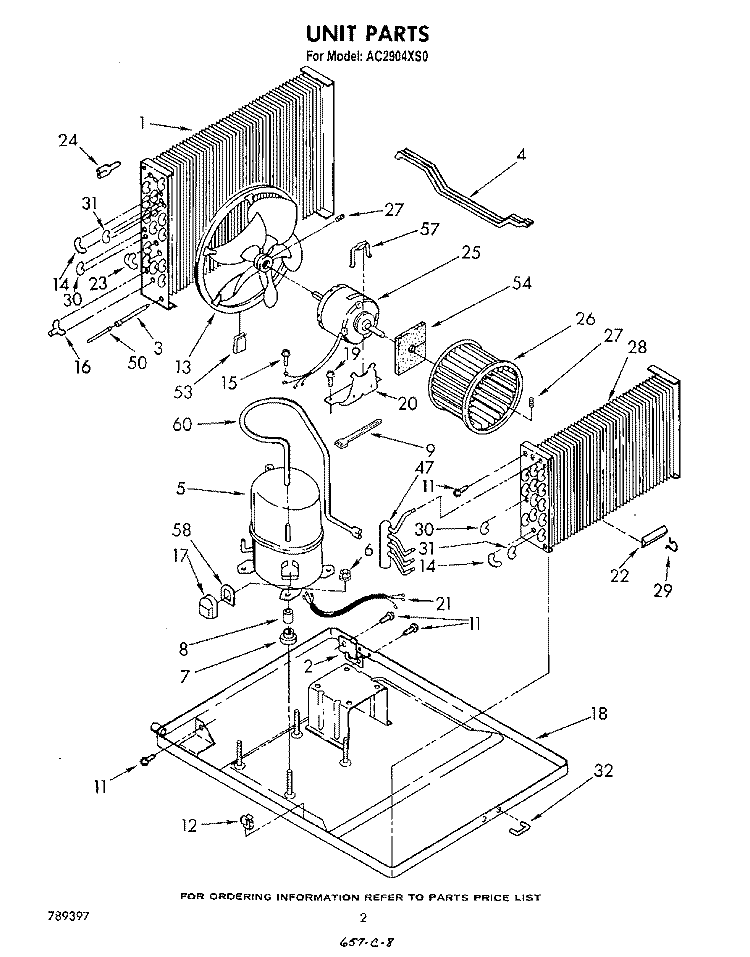 UNIT Diagram and Parts List for AC2904XS0  Whirlpool Air Conditioner