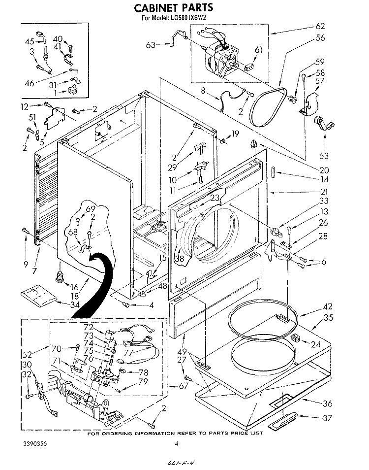 CABINET Diagram and Parts List for LG5801XSW2  Whirlpool Dryer