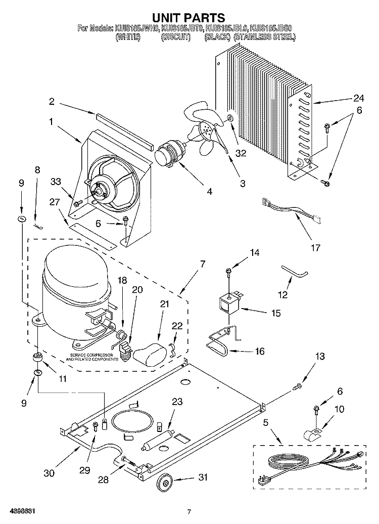 UNIT Diagram and Parts List for KUIS185JBT0  KitchenAid Ice Maker