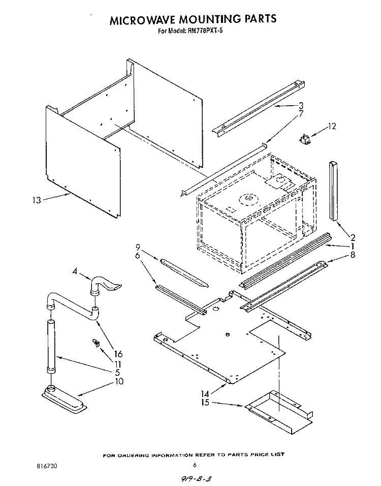 MICROWAVE MOUNTING Diagram and Parts List for RM778PXT5  Whirlpool Microwave Oven Combo