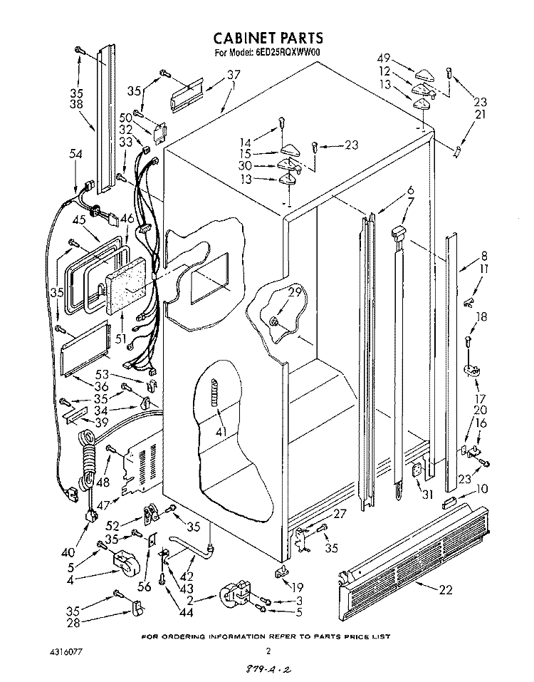 CABINET Diagram and Parts List for 6ED25RQXWW00  Whirlpool Refrigerator