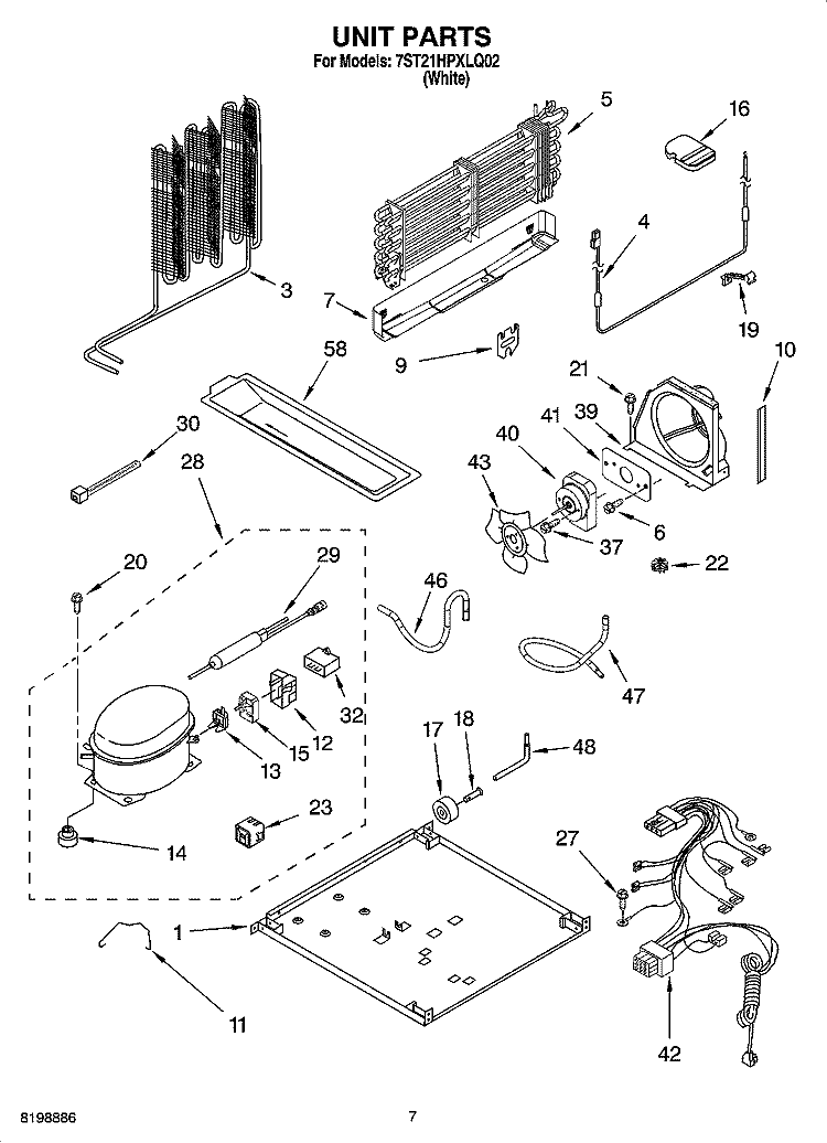 UNIT PARTS Diagram and Parts List for 7ST21HPXLQ02  Whirlpool Refrigerator