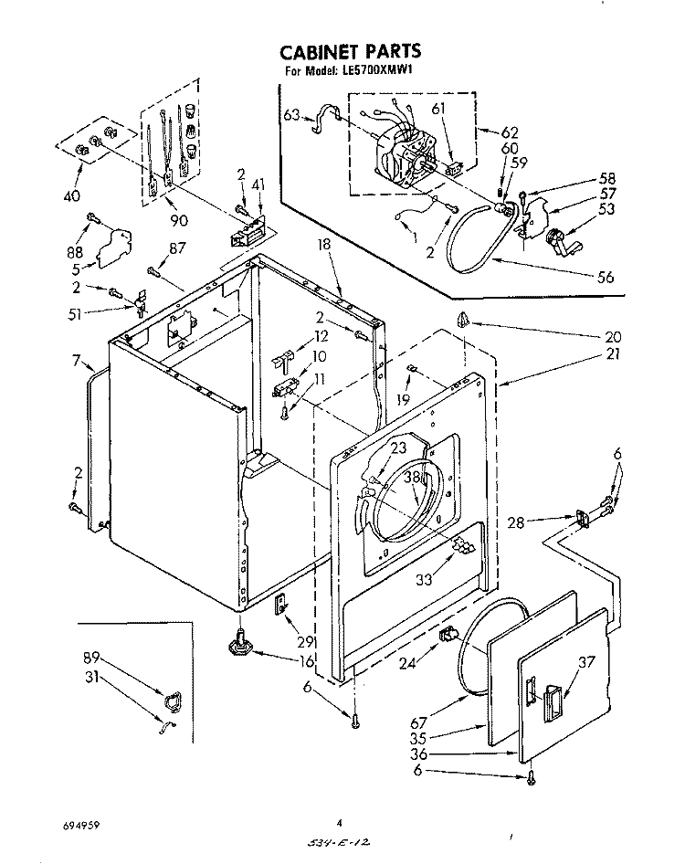 SECTION Diagram and Parts List for LE5700XMW1  Whirlpool Dryer