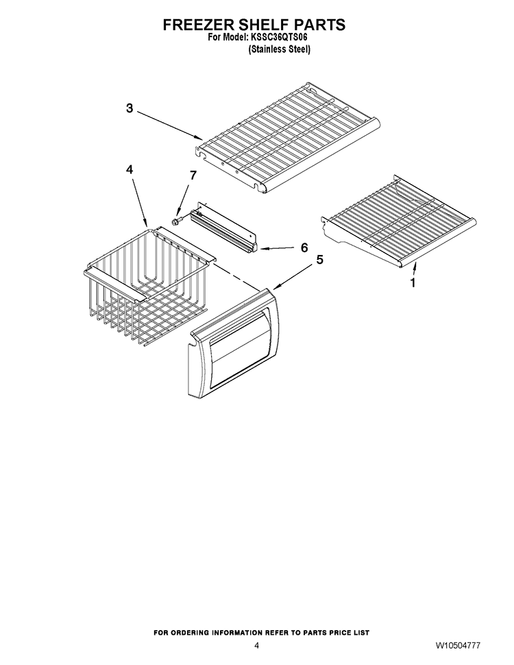 FREEZER SHELF PARTS Diagram and Parts List for KSSC36QTS06  KitchenAid Refrigerator