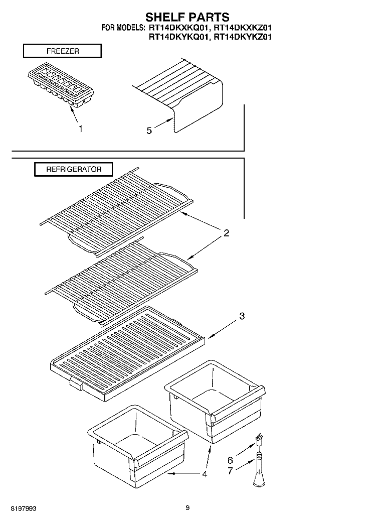 SHELF, OPTIONAL Diagram and Parts List for RT14DKYKQ01  Roper Refrigerator