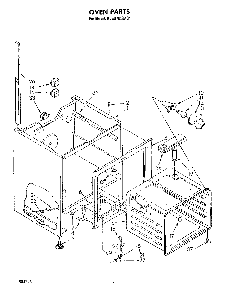 OVEN Diagram and Parts List for KEES705SAB1  KitchenAid Microwave Oven Combo