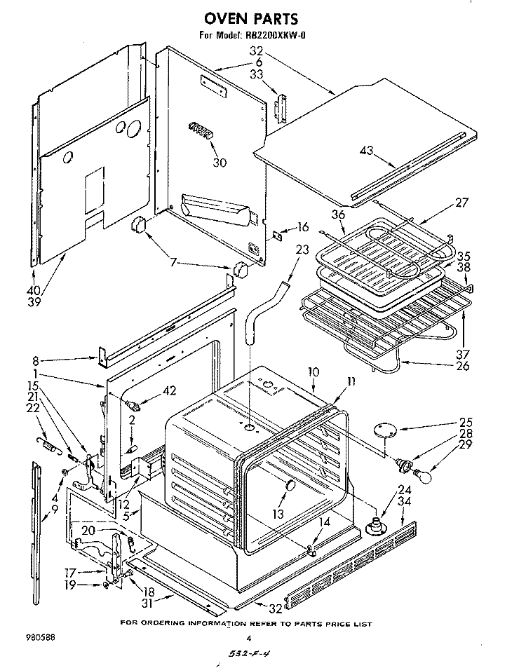 SECTION Diagram and Parts List for RB2200XKW0  Whirlpool Wall Oven
