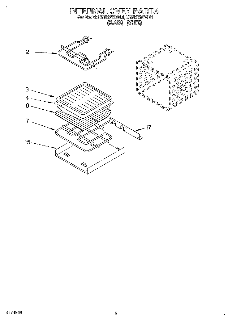 INTERNAL OVEN Diagram and Parts List for KEBI276DWH1  KitchenAid Wall Oven