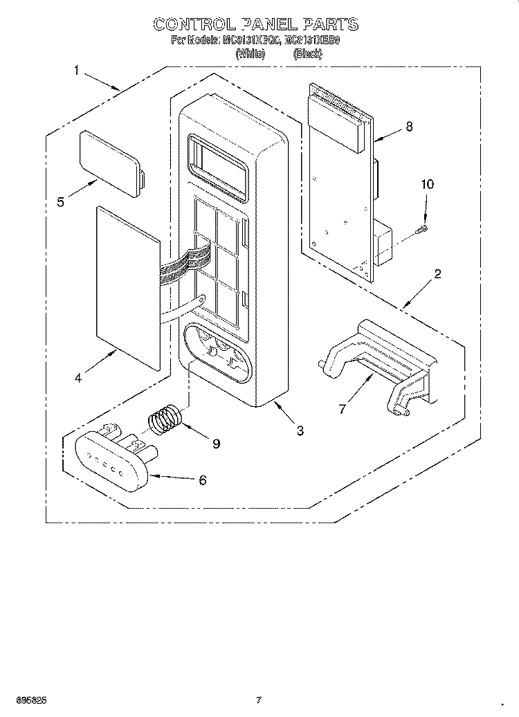CONTROL PANEL Diagram and Parts List for MC8131XEB0  Whirlpool Wall Oven