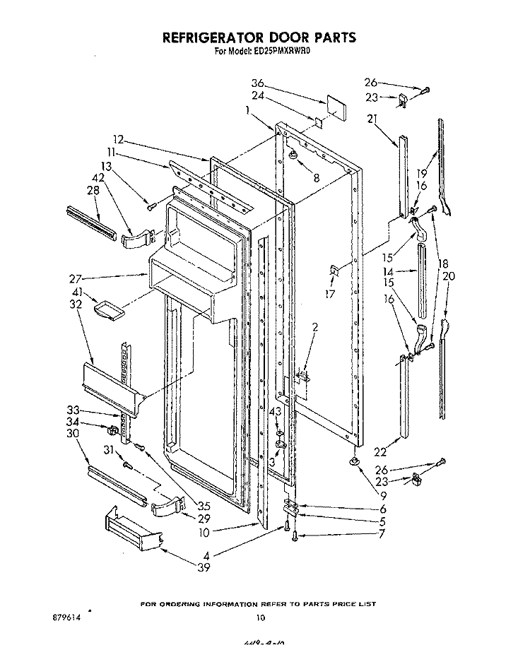 REFRIGERATOR DOOR Diagram and Parts List for ED25PMXRWR0  Whirlpool Refrigerator