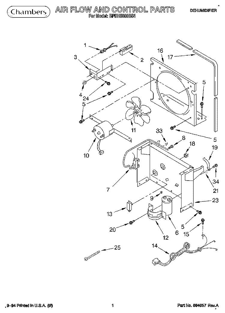 SECTION Diagram and Parts List for BPDH5000BS1  KitchenAid Dehumidifier