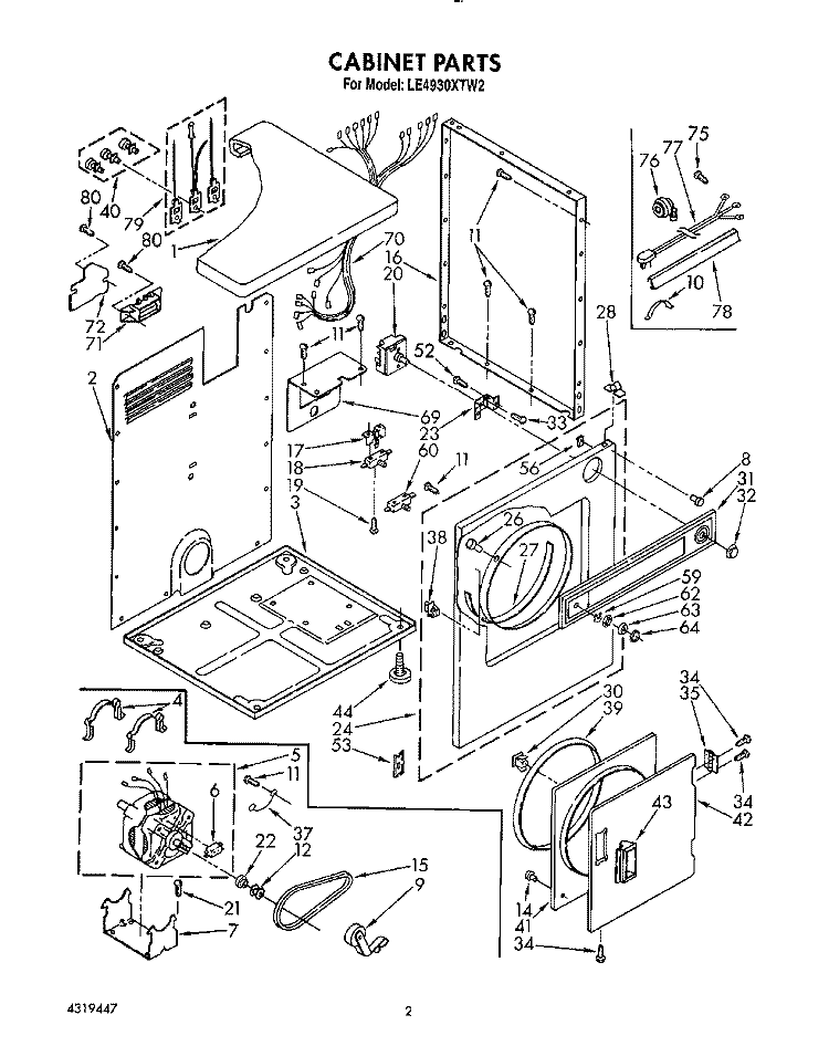 SECTION Diagram and Parts List for LE4930XTW2  Whirlpool Dryer