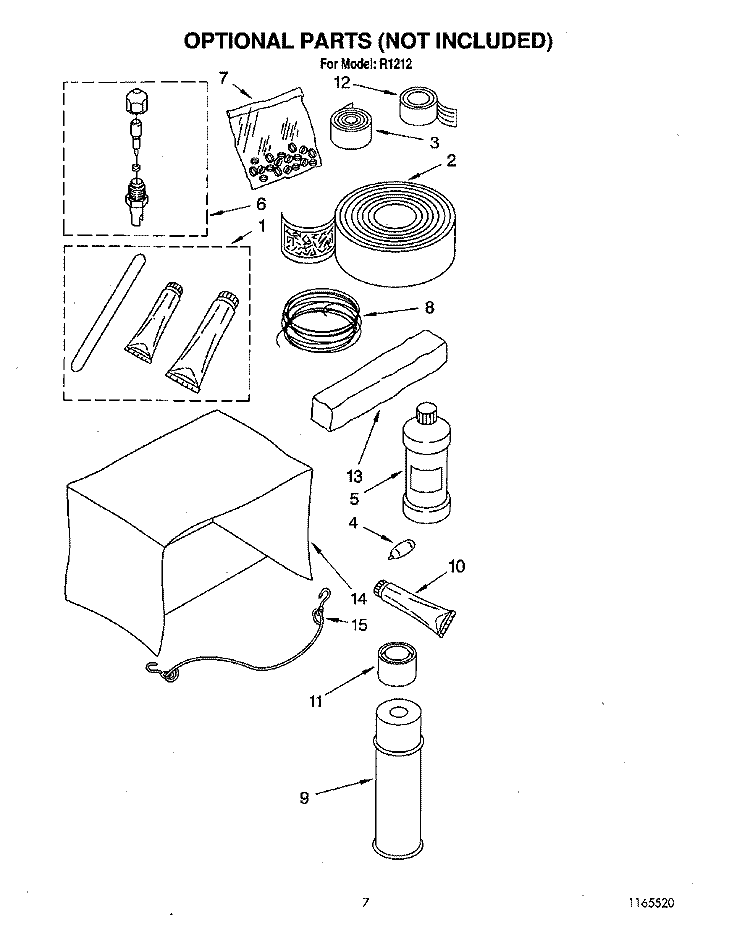 OPTIONAL Diagram and Parts List for R1212  Whirlpool Air Conditioner
