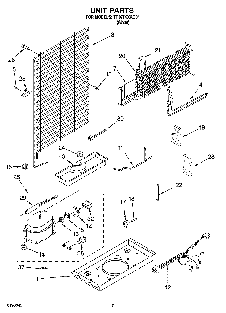 UNIT PARTS Diagram and Parts List for TT16TKXKQ01  Estate Refrigerator