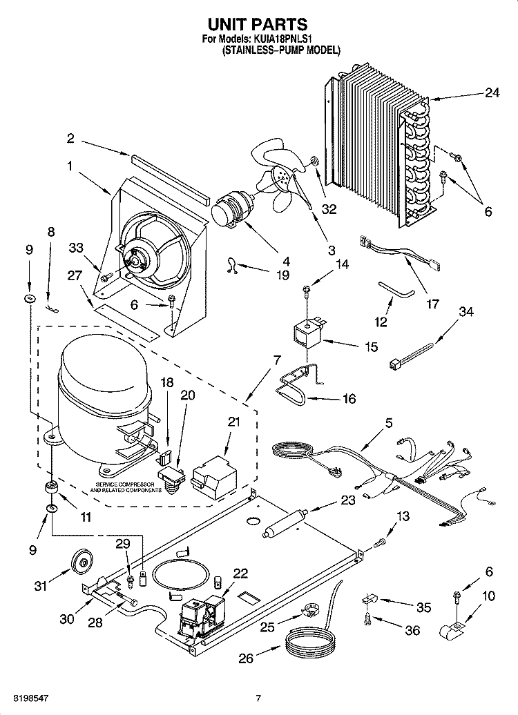 UNIT PARTS Diagram and Parts List for KUIA18PNLS1  KitchenAid Ice Maker