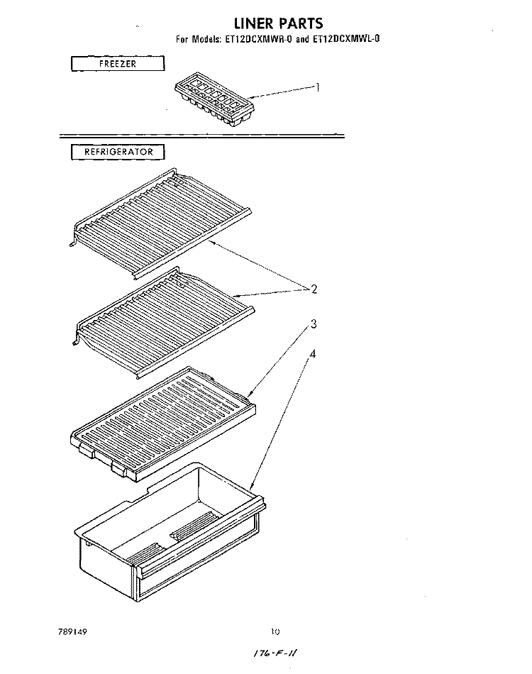 SHELF Diagram and Parts List for ET12DCXMWR0  Whirlpool Refrigerator