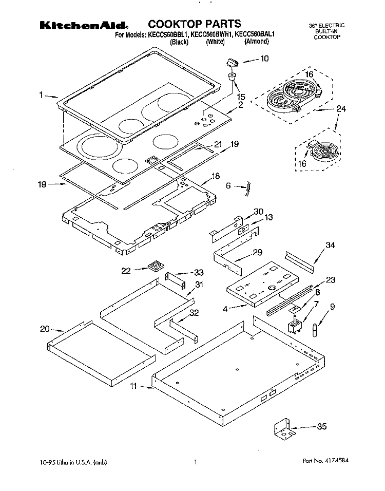 SECTION Diagram and Parts List for KECC560BBL1  KitchenAid Cooktop