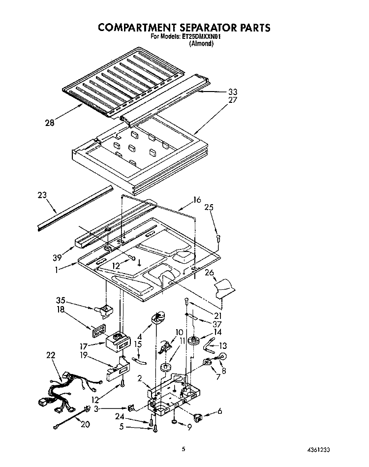 COMPARTMENT SEPARATOR Diagram and Parts List for ET25DMXXN01  Whirlpool Refrigerator
