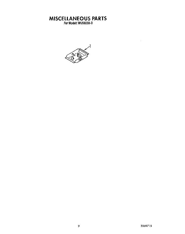 MISCELLANEOUS, LIT/OPTIONAL Diagram and Parts List for WU5650X0  Roper Dishwasher