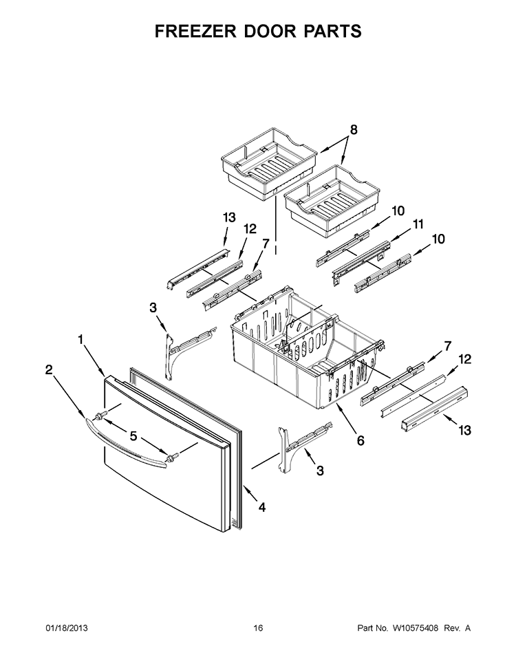 FREEZER DOOR PARTS Diagram and Parts List for KFIS20XVWH8  KitchenAid Refrigerator