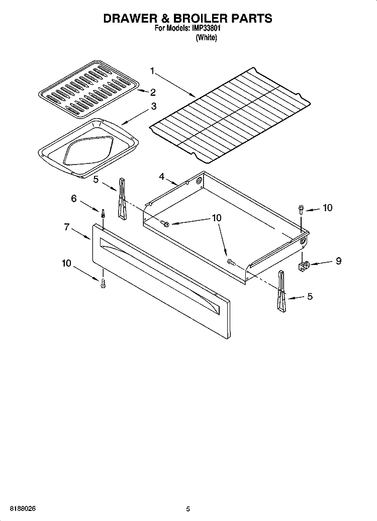 DRAWER & BROILER PARTS Diagram and Parts List for IMP33801  Inglis Range