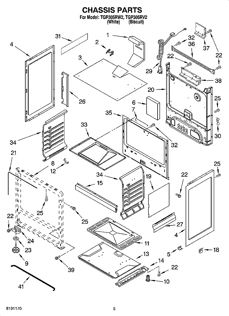 CHASSIS PARTS Diagram and Parts List for TGP305RV2  Estate Range