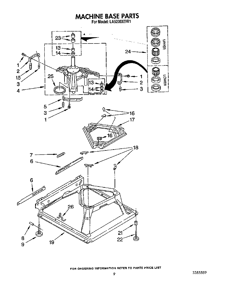 MACHINE BASE Diagram and Parts List for LA5200XTG1  Whirlpool Washer